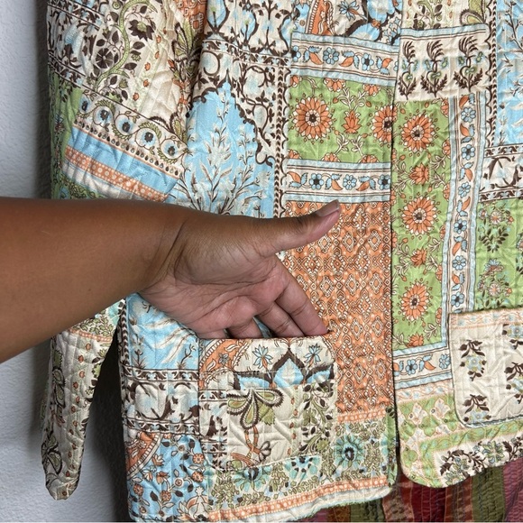 M. D. L. New York Multicolor Patchwork Quilted Like Zipper Jacket size Large - Picture 3 of 5